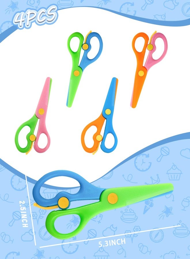 GAUENEEN 4 Pcs Plastic Safety Scissors, Dual-Colour Preschool Training Scissors, Children Safety Learning Scissor Spring Scissor for Toddler Arts and Paper Craft Supplies - Image 2